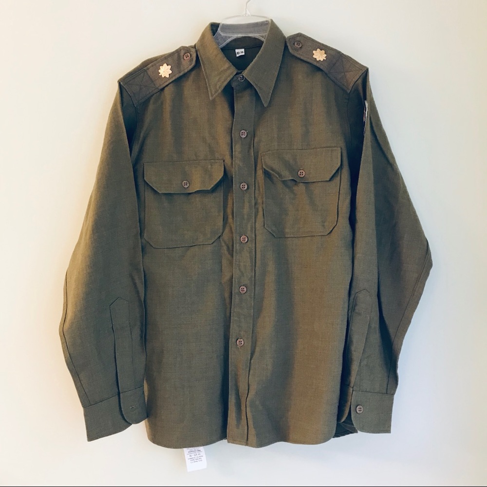 USA Military Army Green Cosplay Shirt with Pins and Patch